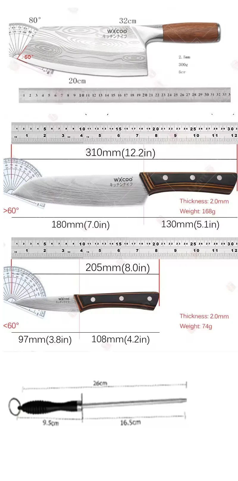 Kitchen Knife Set with Premium Gift Box, Professional High-Carbon Steel Chef Knives with Ergonomic Wooden Handles