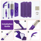 Washable pads for Swiffer  Power Mop  Spray Mop, 500ml Bottle, 3 Microfiber Mop Pads, Scraper, Mop Clip, Wet and Dry Use, Flat Floor Cleaning Mop
