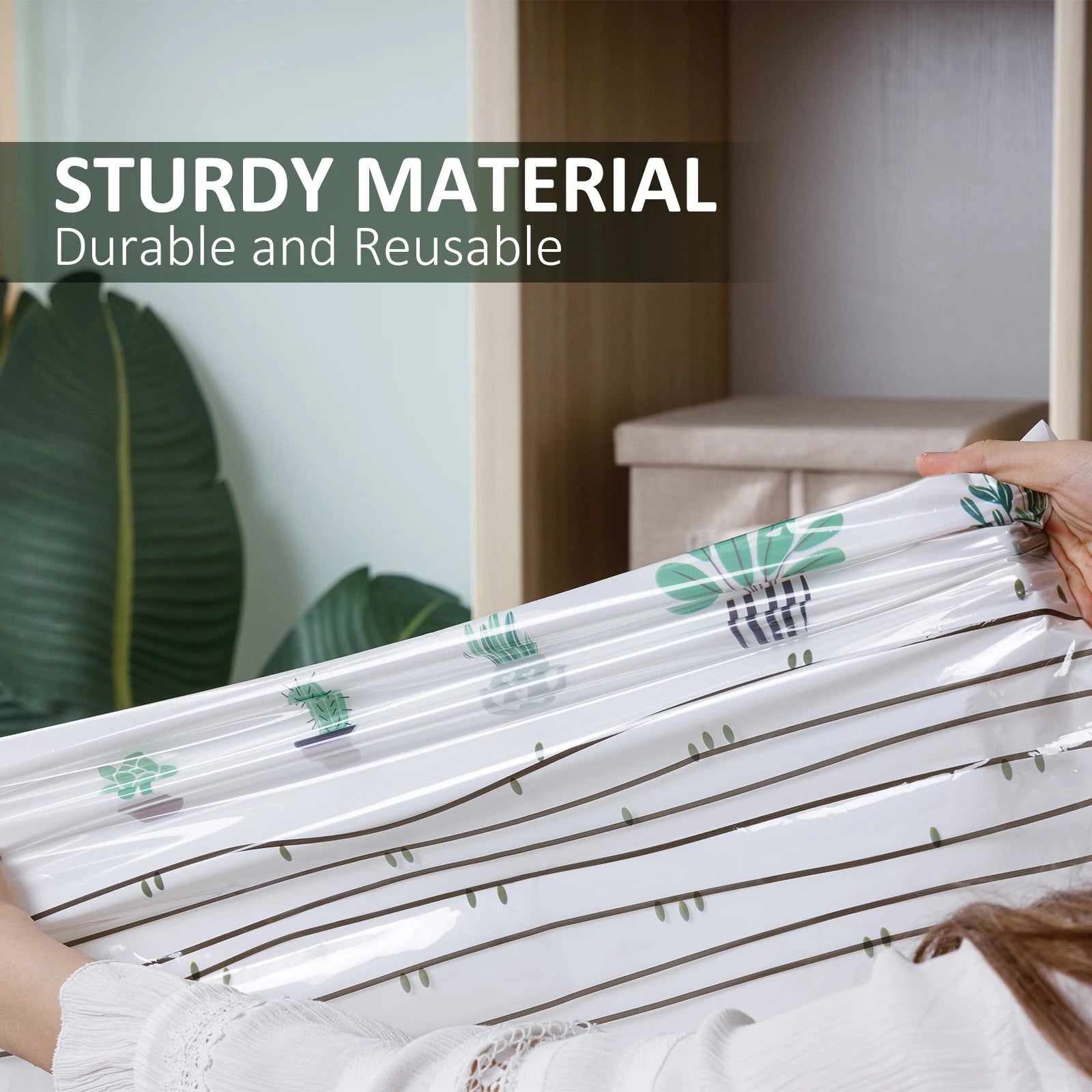 Vacuum Storage Bags for Quilts and Comforters, Space Saving Compression Bags with Patent Turbo-Max Valve, Tool-Free Sealing