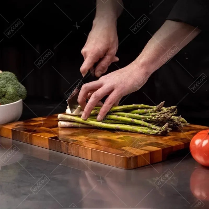 Thick Acacia Wood End-Grain Cutting Board – Heavy Duty Chopping Board for Kitchen, Gourmet Meat & Vegetable Prep, Reversible Surface