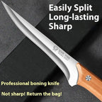 Stainless Steel Fillet Boning Knife Professional Chef's Kitchen Knife Forged Meat Cleaver Fish Slicing Knife Wooden Handle