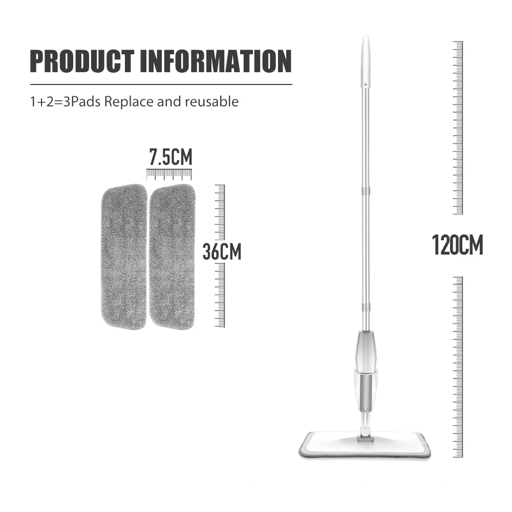 Spray Floor Mop with Pads Handle Mop for Home Kitchen Laminate Wood Ceramic Tiles.