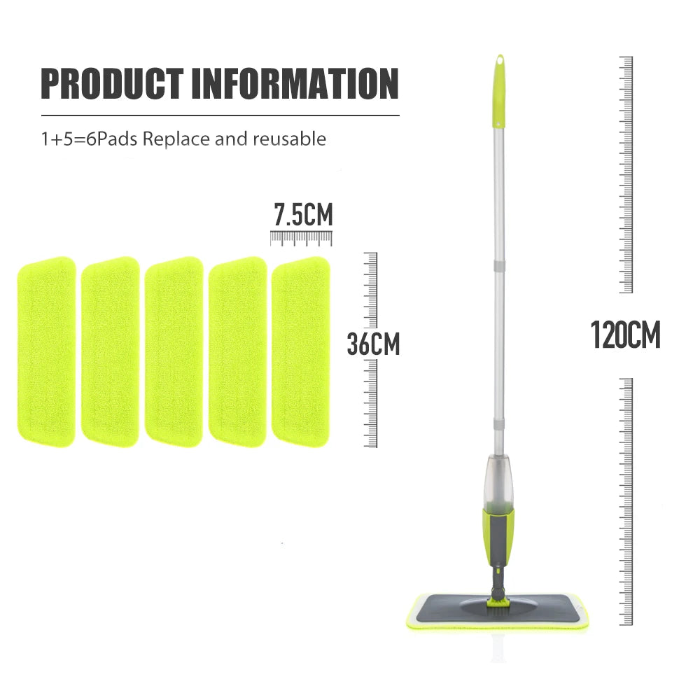 Spray Floor Mop with Pads Handle Mop for Home Kitchen Laminate Wood Ceramic Tiles.