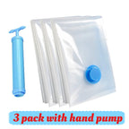 Vacuum Storage Bags for Clothes Space Saving Compression Bags Set with Manual Travel Hand Pump, Heavy Duty Thickened Reusable Organizers for Comforters, Blankets, Bedding  .