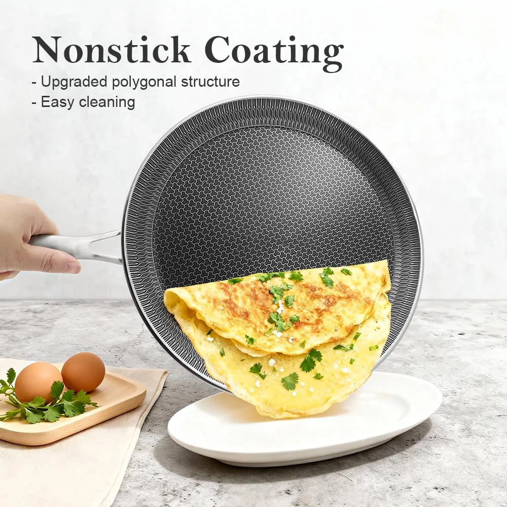 Nonstick Crepe Pan Stainless Steel Crepe Pan Honeycomb Coating Flat Skillet Tawa