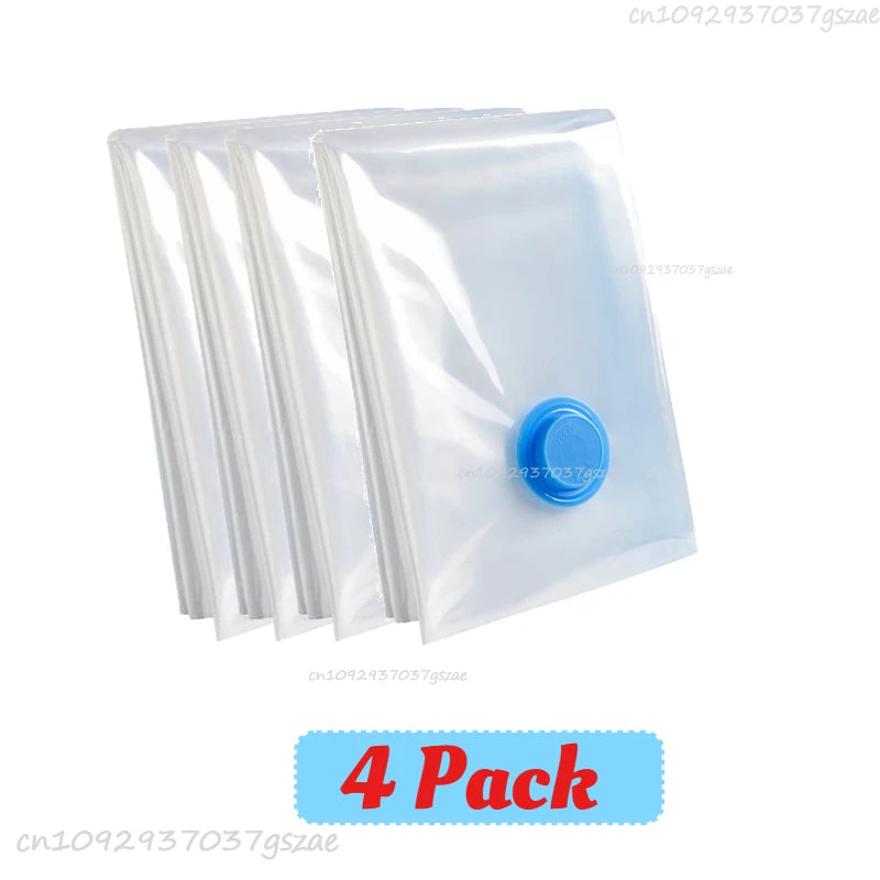 Vacuum Storage Bags for Clothes Space Saving Compression Bags Set with Manual Travel Hand Pump, Heavy Duty Thickened Reusable Organizers for Comforters, Blankets, Bedding  .