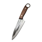 Kitchen Knife – Heavy Duty Carbon Steel Chef Knife, Outdoor Barbecue Cleaver, Boning, Meat Slicing & Fish Fillet Knife with Ergonomic Finger Hole and Leather Sheath