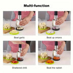 Hand Press Garlic Cutter Chopper Onion Nuts Cutter Vegetable Food Chopper with Storage Container
