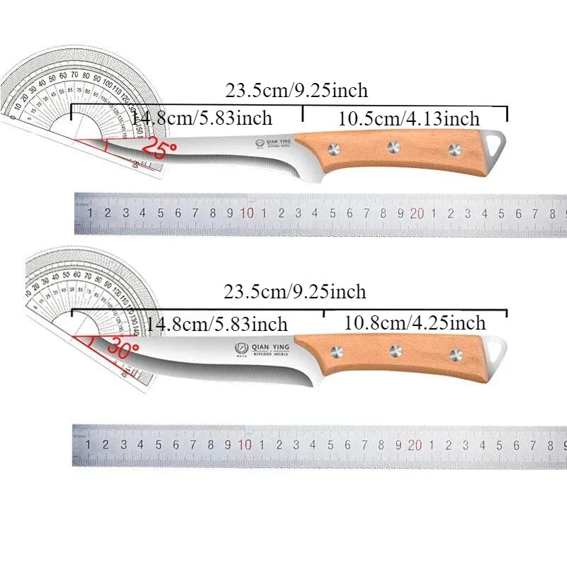 Stainless Steel Fillet Boning Knife Professional Chef's Kitchen Knife Forged Meat Cleaver Fish Slicing Knife Wooden Handle
