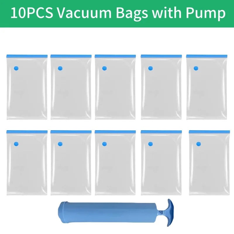 10 Pack Vacuum Storage Bags, Space Saver Bags Compression for  Comforters and Blankets, Sealer Clothes Travel Packing Organizer