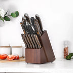 Wood Kitchen Knife Holder 14 Slot Tabletop Kitchen Cleaver Scissors Tool Storage Rack Chef Knife Stand Accessories