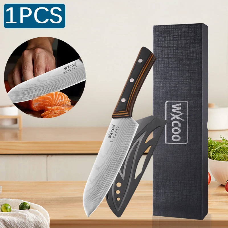 Kitchen Knife Set with Premium Gift Box, Professional High-Carbon Steel Chef Knives with Ergonomic Wooden Handles