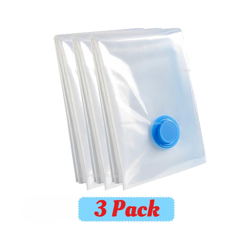 Vacuum Storage Bags for Clothes Space Saving Compression Bags Set with Manual Travel Hand Pump, Heavy Duty Thickened Reusable Organizers for Comforters, Blankets, Bedding  .