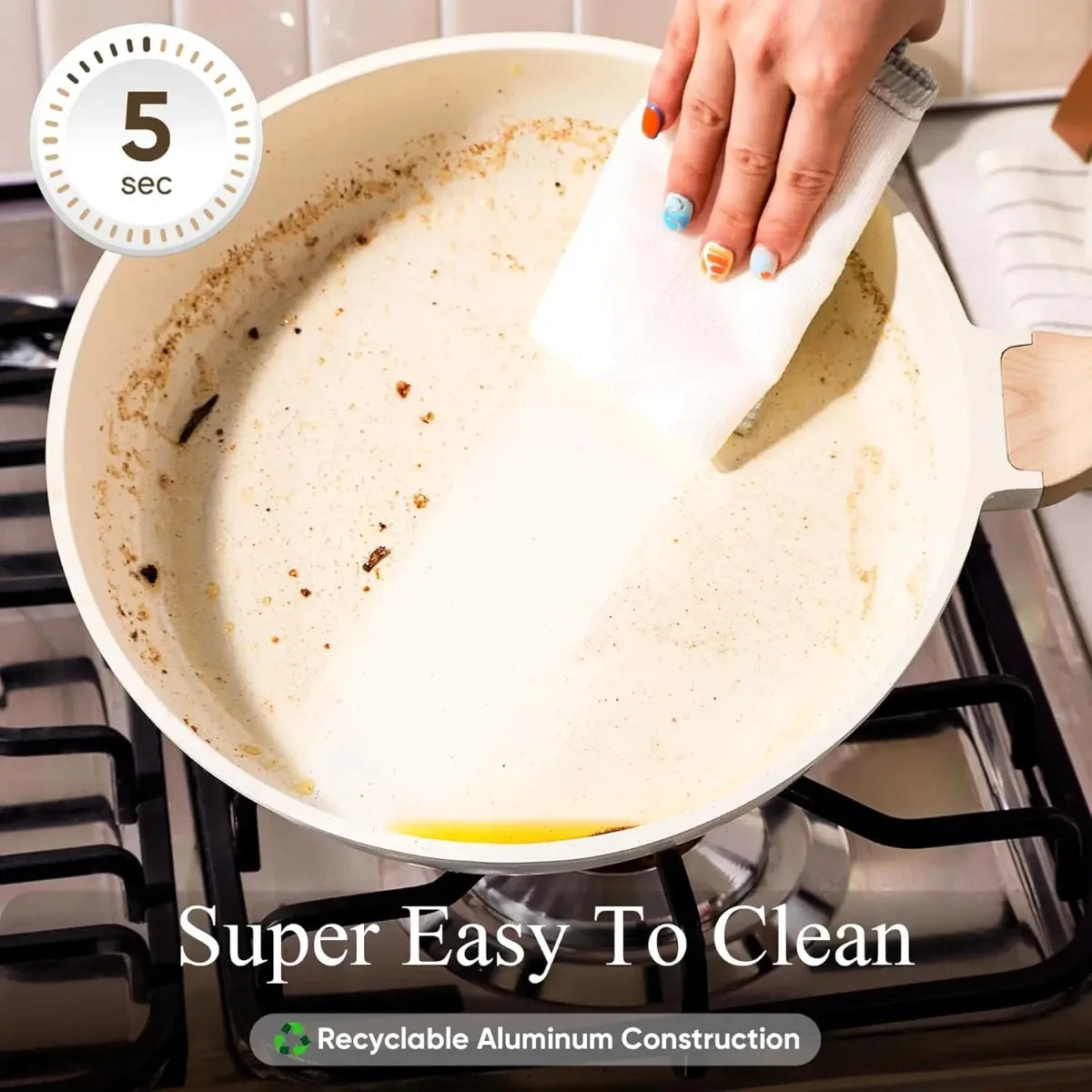 21Pcs White Granite Nonstick Cookware Sets Induction Compatible Pots and Pans  Pans and Fullset