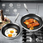 20 24 28cm Nonstick Frying Pan Stainless Steel Cooking Skillet Hybrid Frying Pan Kitchen Fry Pan Dishwasher Safe