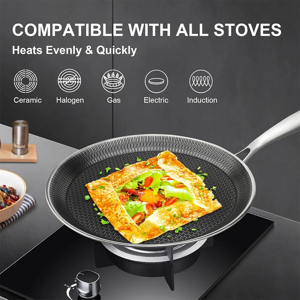 Stainless Steel Crepe Pan Honeycomb Coating 