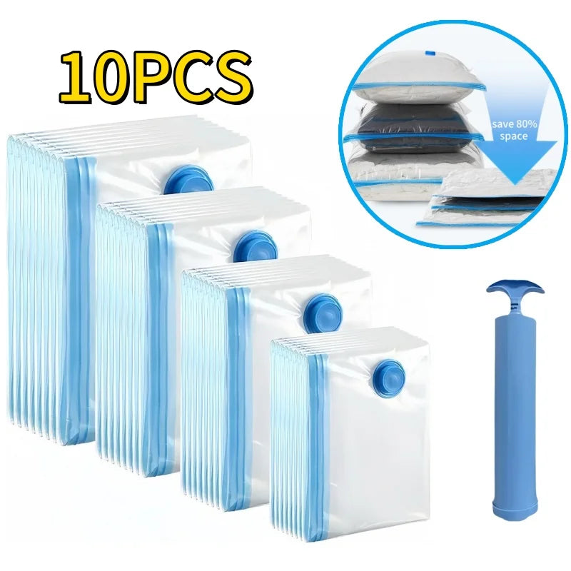 1-10Pack Vacuum Storage Bags, Space Saver Bags Compression for Comforters and Blankets, Sealer Clothes Travel Packing Organizer