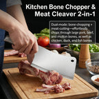 Professional 5-Piece Heavy Duty Forged Stainless Steel Kitchen Knife Set, Ultra Sharp Meat Cleaver, Bone Chopper, and Chef Knife Combo with Honing Rod