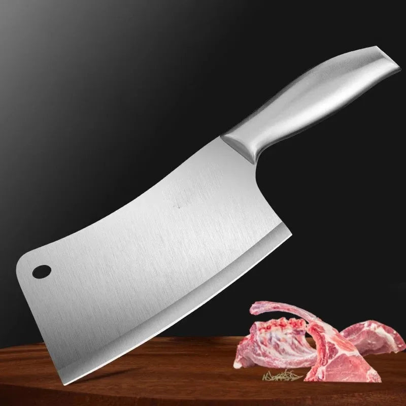 Professional 5-Piece Heavy Duty Forged Stainless Steel Kitchen Knife Set, Ultra Sharp Meat Cleaver, Bone Chopper, and Chef Knife Combo with Honing Rod