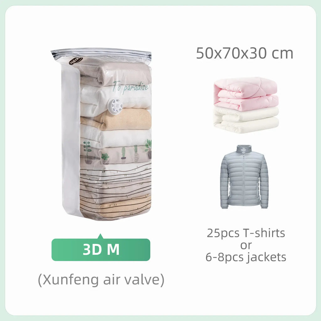 Vacuum Storage Bags for Quilts and Comforters, Space Saving Compression Bags with Patent Turbo-Max Valve, Tool-Free Sealing