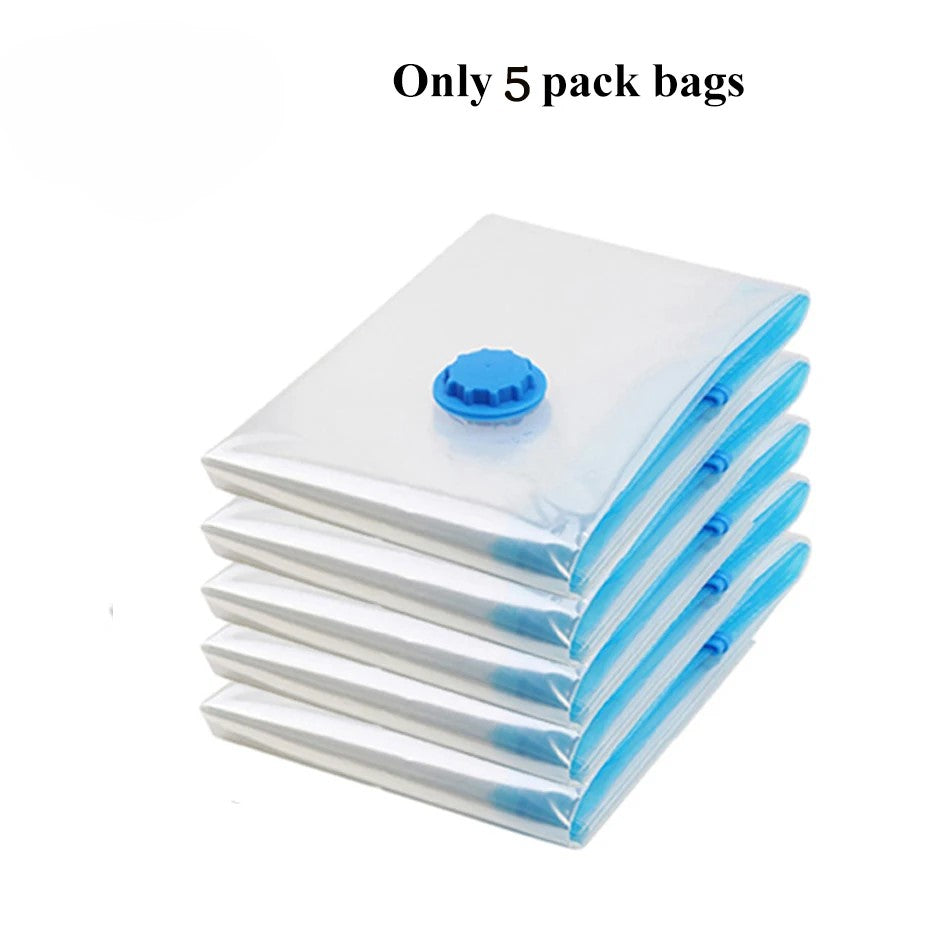Vacuum Storage Bags Combo Set with Hand Pump, Space Saving Compression Bags for Clothes, Blankets, and Bedding