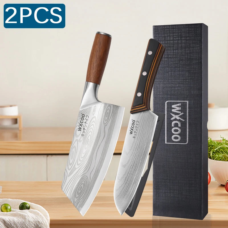 Kitchen Knife Set with Premium Gift Box, Professional High-Carbon Steel Chef Knives with Ergonomic Wooden Handles