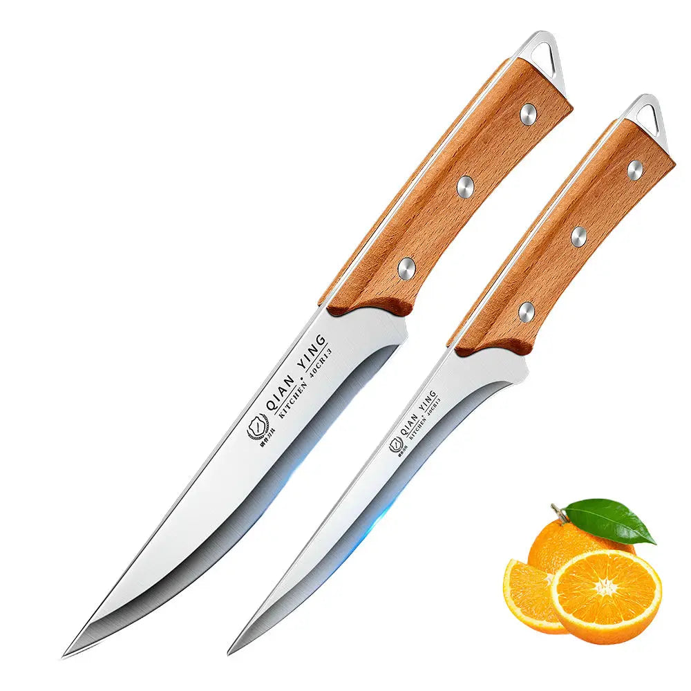 Stainless Steel Fillet Boning Knife Professional Chef's Kitchen Knife Forged Meat Cleaver Fish Slicing Knife Wooden Handle