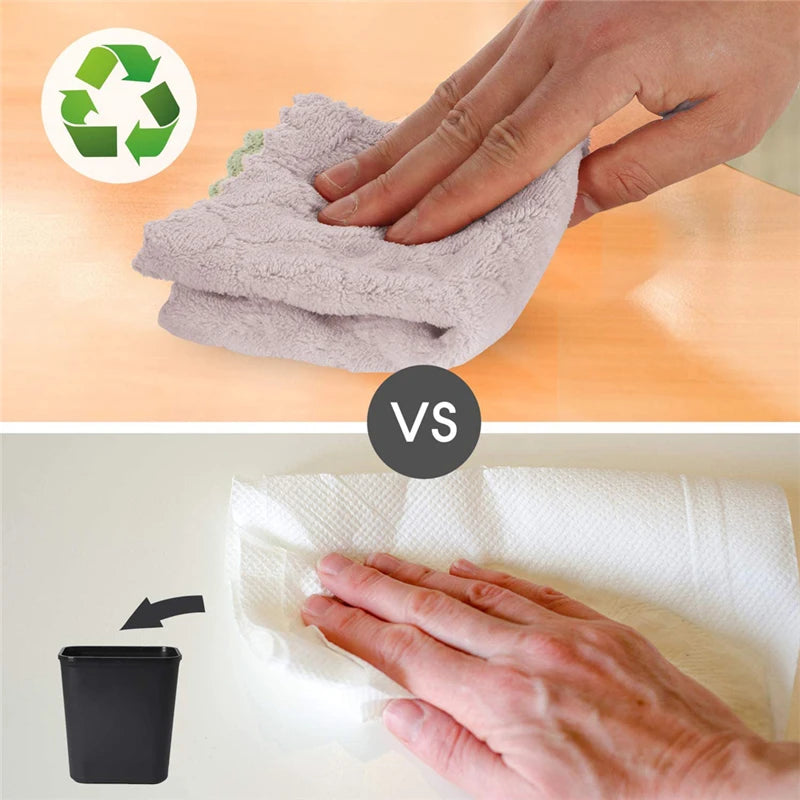 10pcs Kitchen Cloth Dish Towels Super Absorbent  Velvet Dishtowels Nonstick Oil Washable Fast Drying