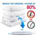 Premium Vacuum Storage Bags Combo Set with Hand Pump, Space Saving Compress Compression Bags for Clothes, Blankets, and Bedding