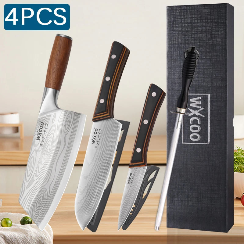 Kitchen Knife Set with Premium Gift Box, Professional High-Carbon Steel Chef Knives with Ergonomic Wooden Handles
