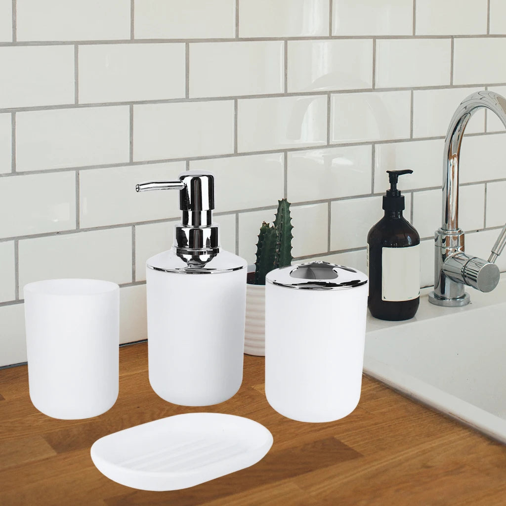4 Pcs Bathroom  Set Countertop Decor Neat Vanity Organizer for Hotels Homes