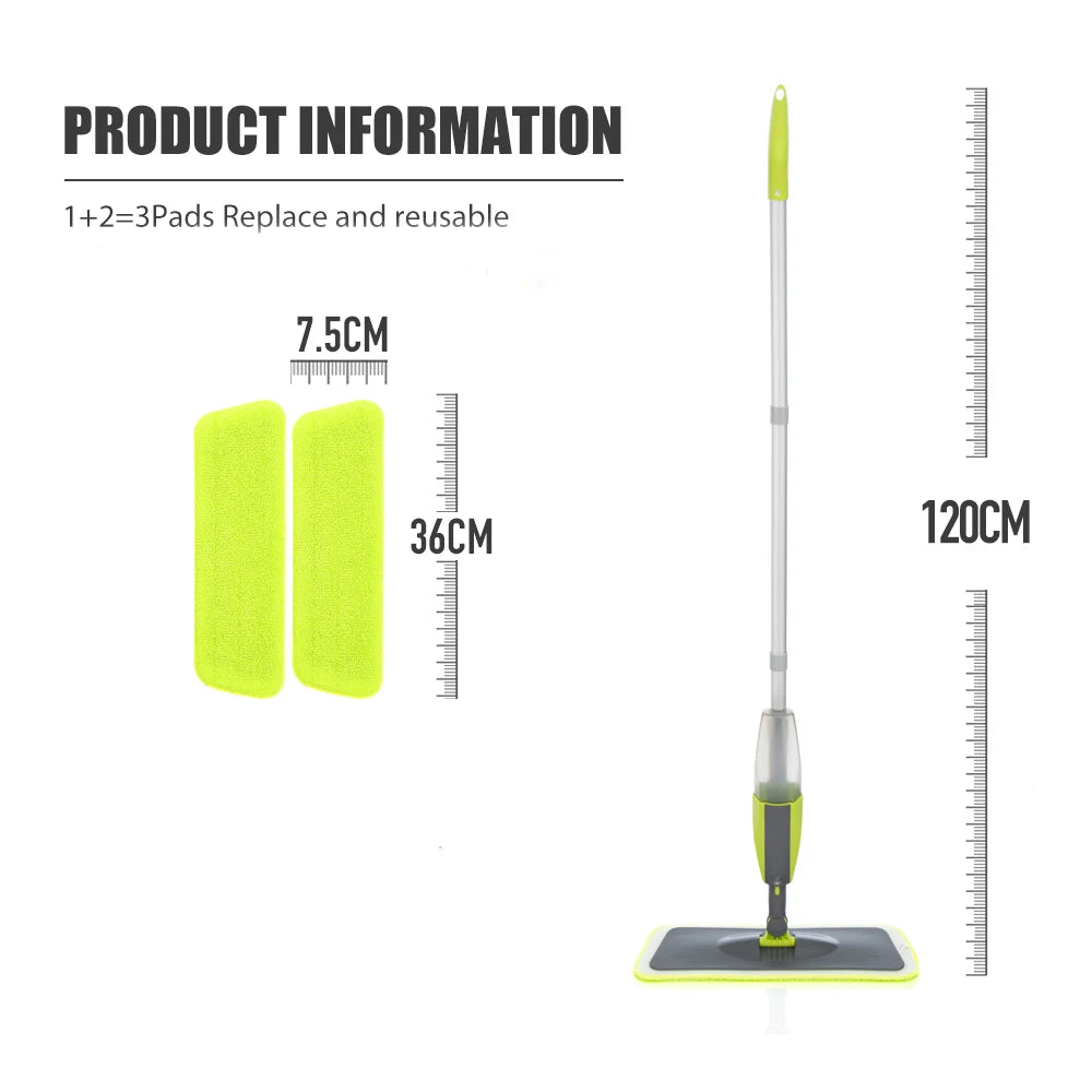 Spray Floor Mop with Pads Handle Mop for Home Kitchen Laminate Wood Ceramic Tiles.