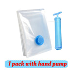 Vacuum Storage Bags for Clothes Space Saving Compression Bags Set with Manual Travel Hand Pump, Heavy Duty Thickened Reusable Organizers for Comforters, Blankets, Bedding  .