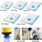 Premium Vacuum Storage Bags Combo Set with Hand Pump, Space Saving Compress Compression Bags for Clothes, Blankets, and Bedding