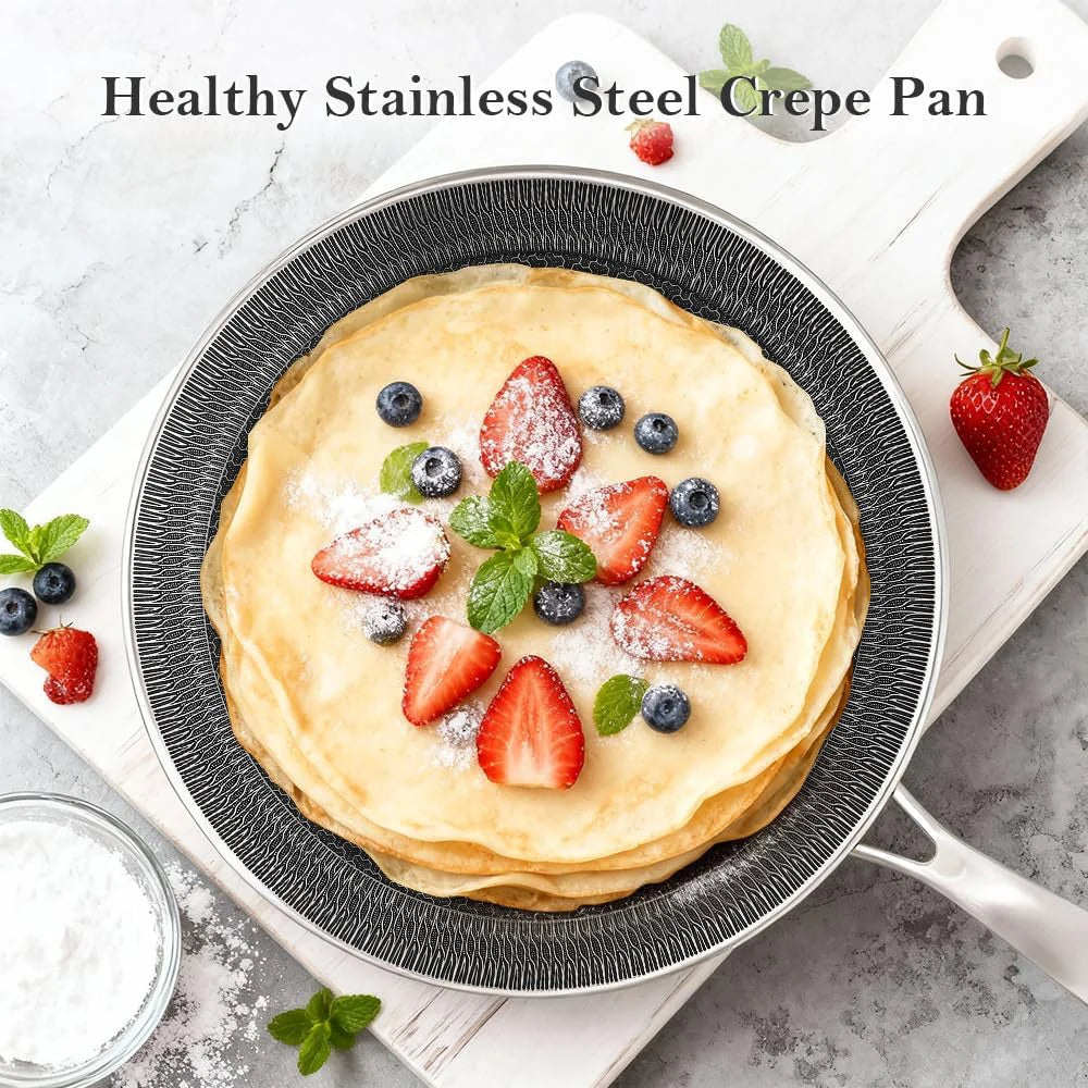 Nonstick Crepe Pan Stainless Steel Crepe Pan Honeycomb Coating Flat Skillet Tawa