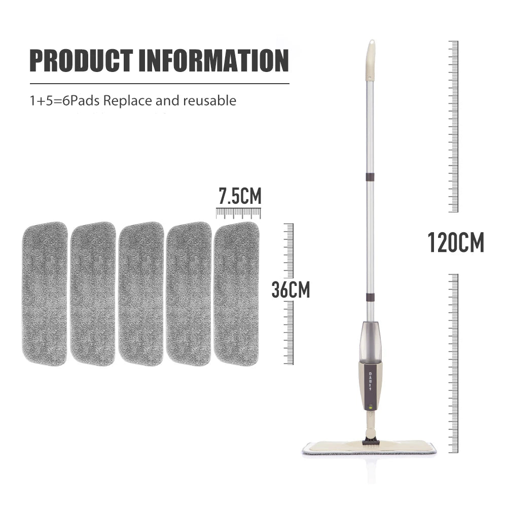 Spray Floor Mop with Pads Handle Mop for Home Kitchen Laminate Wood Ceramic Tiles.
