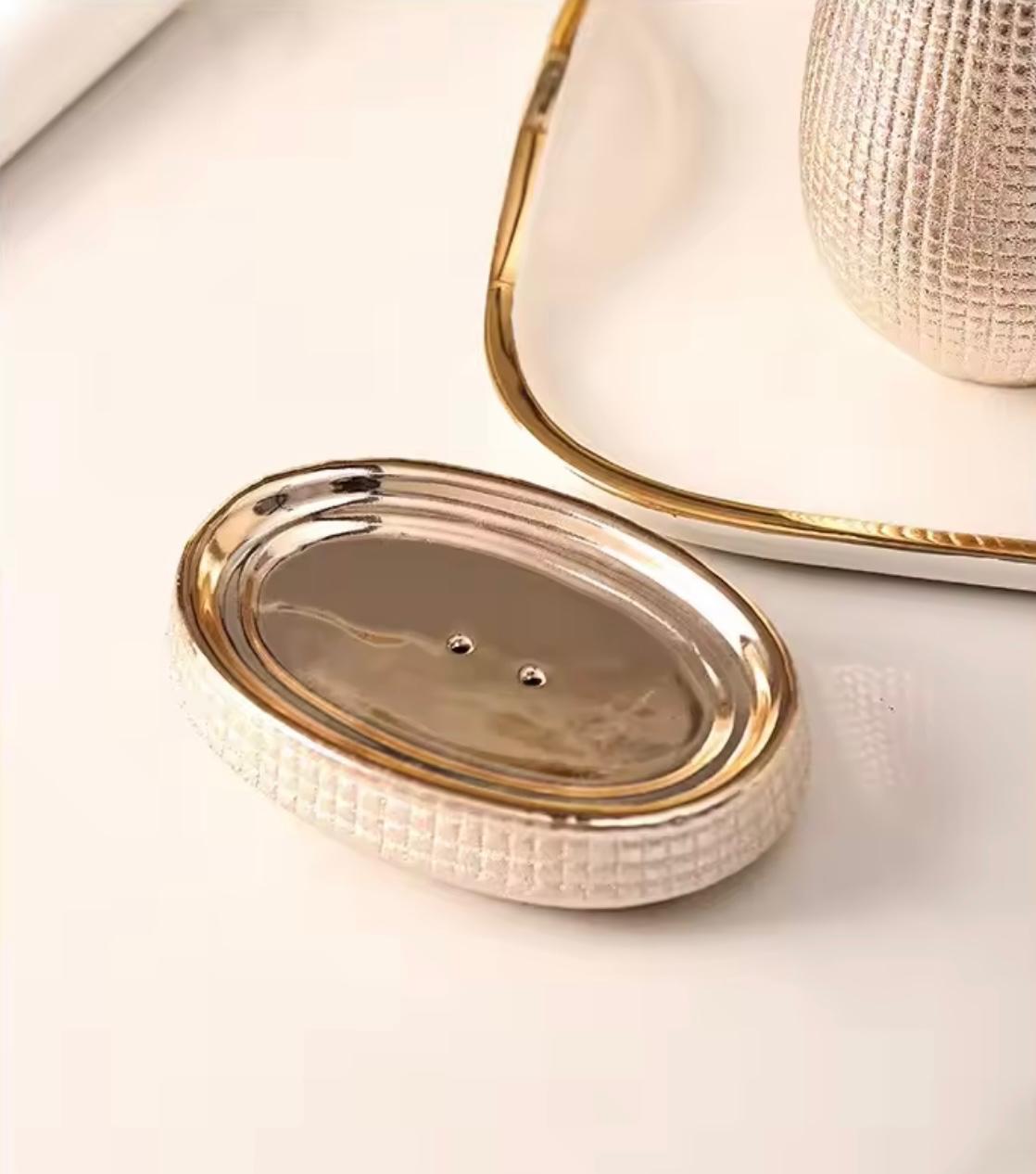 An oval soap dish