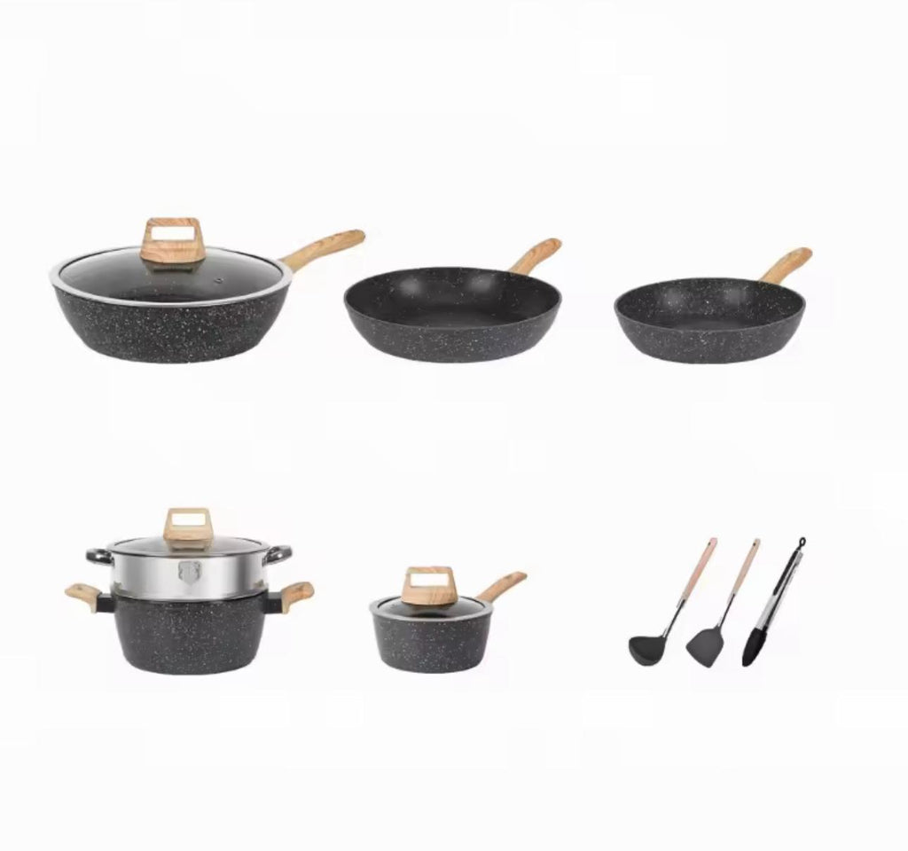 6-piece non-stick cookware set in dark gray 