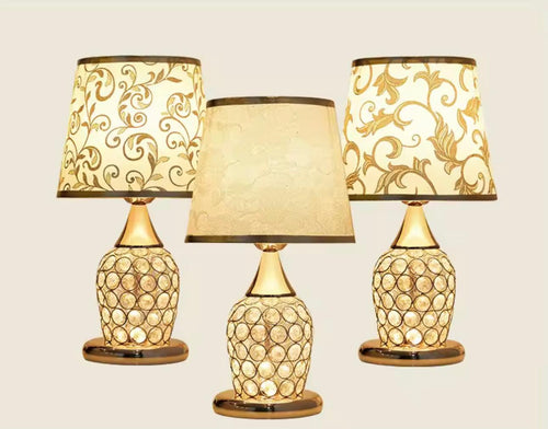 decorative table lamps with gold-toned bases 