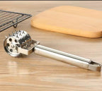 stainless steel meat roller tool with a long handle