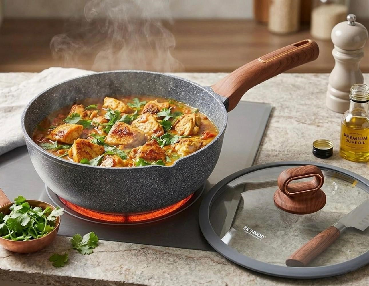 Berry Deep Frying Pan with Lid – 28cm