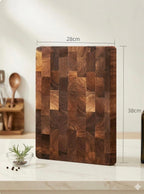 Thick Acacia Wood End-Grain Cutting Board – Heavy Duty Chopping Board for Kitchen, Gourmet Meat & Vegetable Prep, Reversible Surface