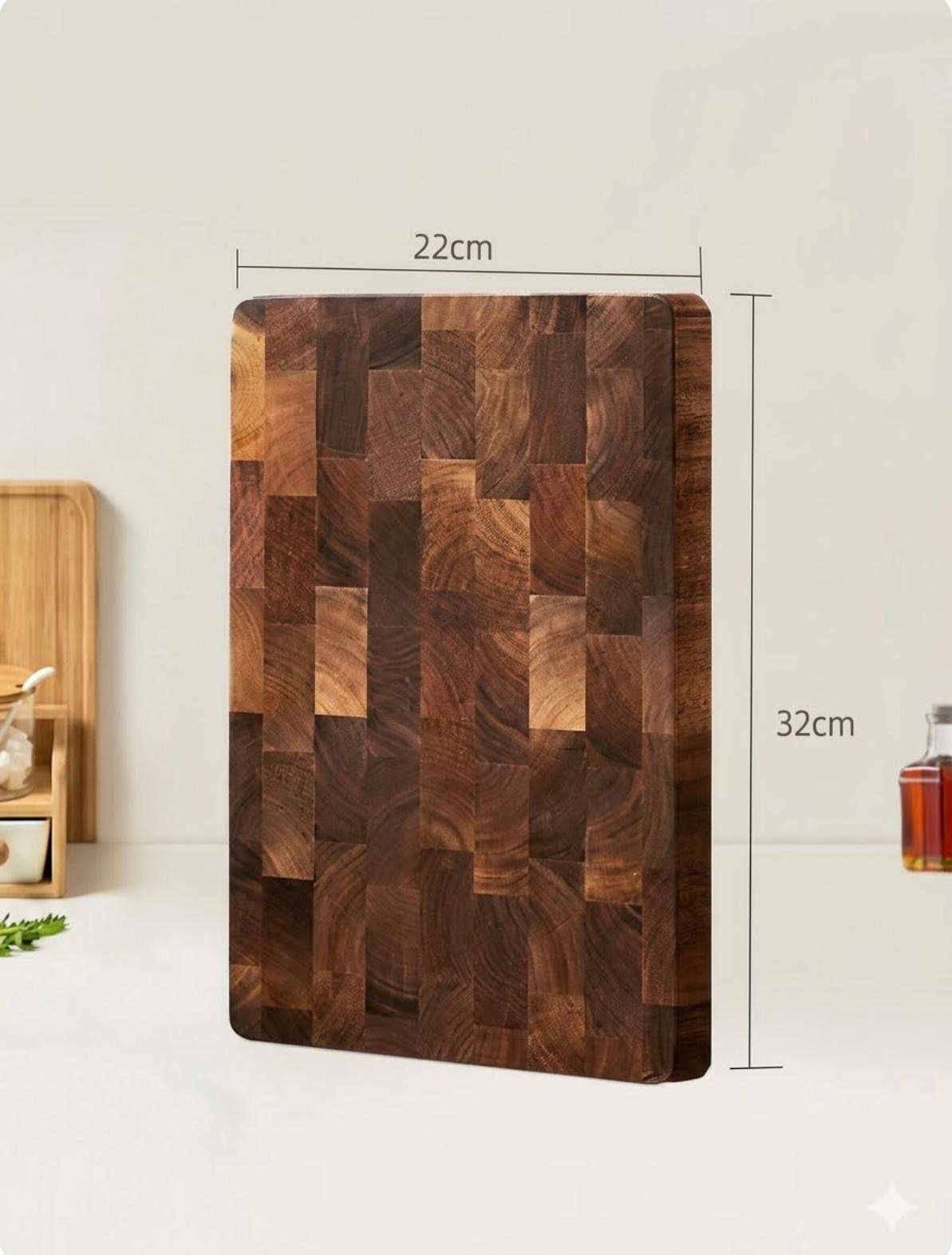 Thick Acacia Wood End-Grain Cutting Board – Heavy Duty Chopping Board for Kitchen, Gourmet Meat & Vegetable Prep, Reversible Surface