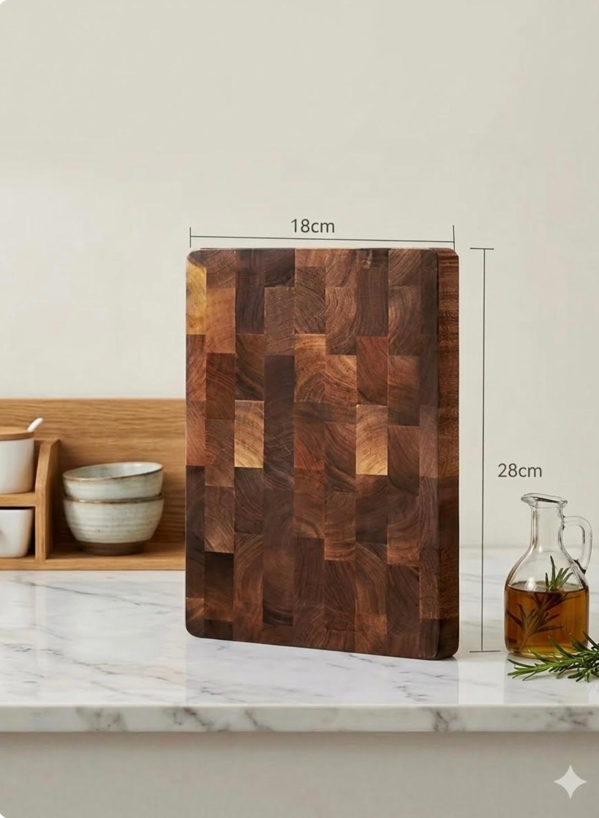 Thick Acacia Wood End-Grain Cutting Board – Heavy Duty Chopping Board for Kitchen, Gourmet Meat & Vegetable Prep, Reversible Surface