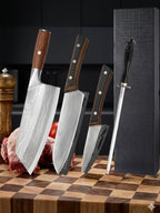 Kitchen Knife Set with Premium Gift Box, Professional High-Carbon Steel Chef Knives with Ergonomic Wooden Handles