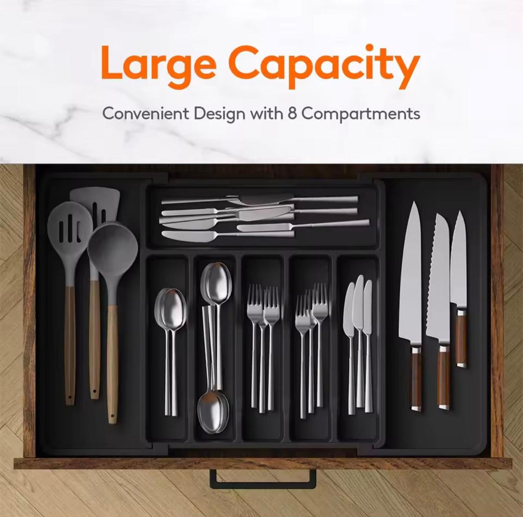 1Pcs Adjustable Organizer – Plastic Multifunctional Drawer Organizer for Kitchen Counter Utensils
