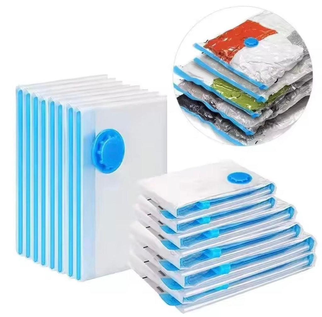 Vacuum Storage Bags Combo Set with Hand Pump, Space Saving Compression Bags for Clothes, Blankets, and Bedding
