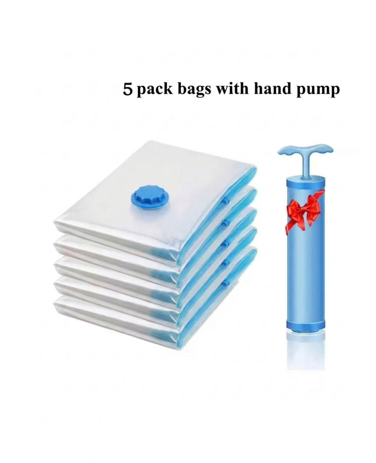 Vacuum Storage Bags Combo Set with Hand Pump, Space Saving Compression Bags for Clothes, Blankets, and Bedding