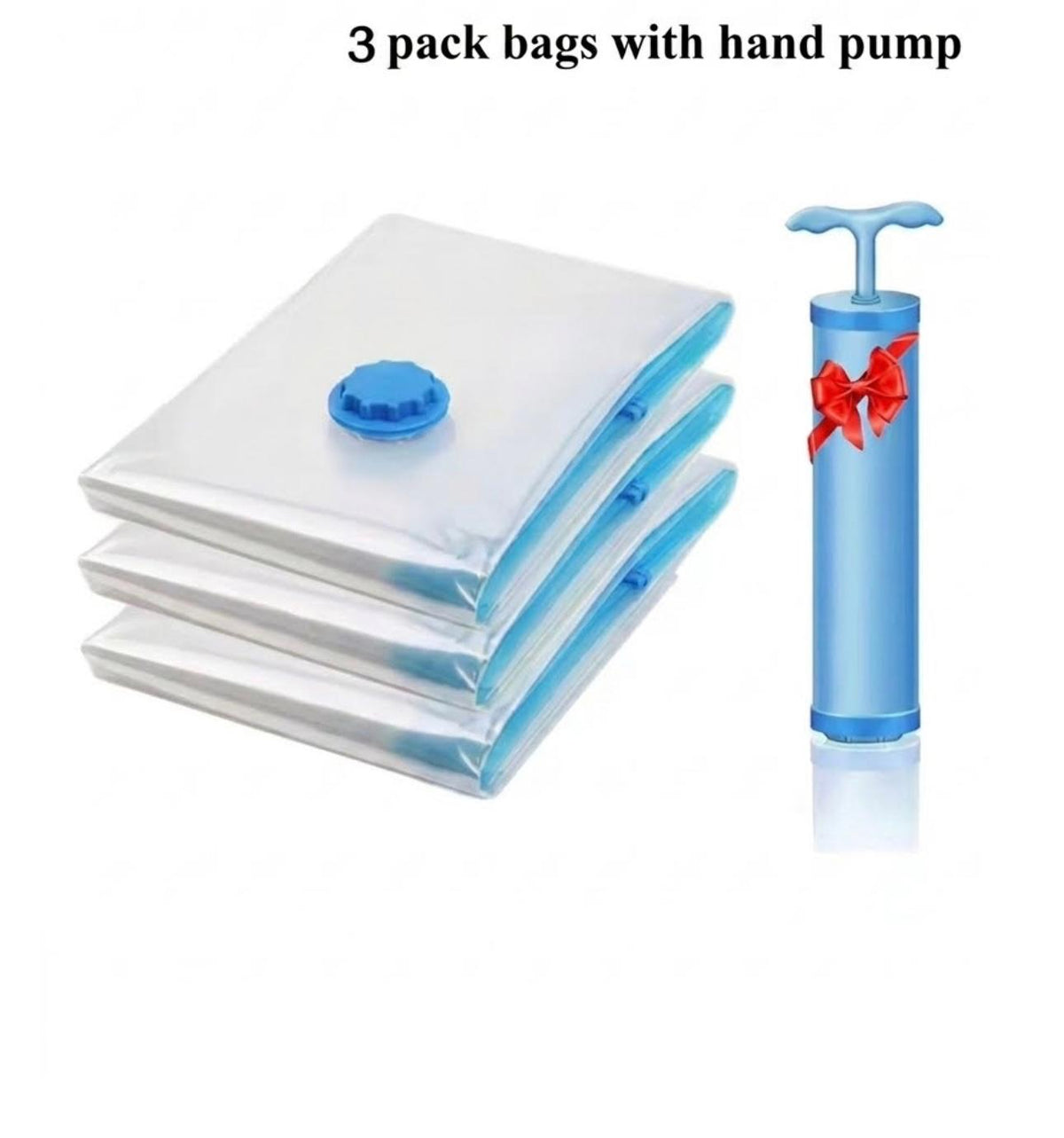 Vacuum Storage Bags Combo Set with Hand Pump, Space Saving Compression Bags for Clothes, Blankets, and Bedding