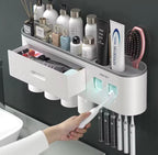 Toothbrush Holder Magnetic Adsorption Inverted Toothpaste Squeezer Double Automatic Toothpaste Dispenser